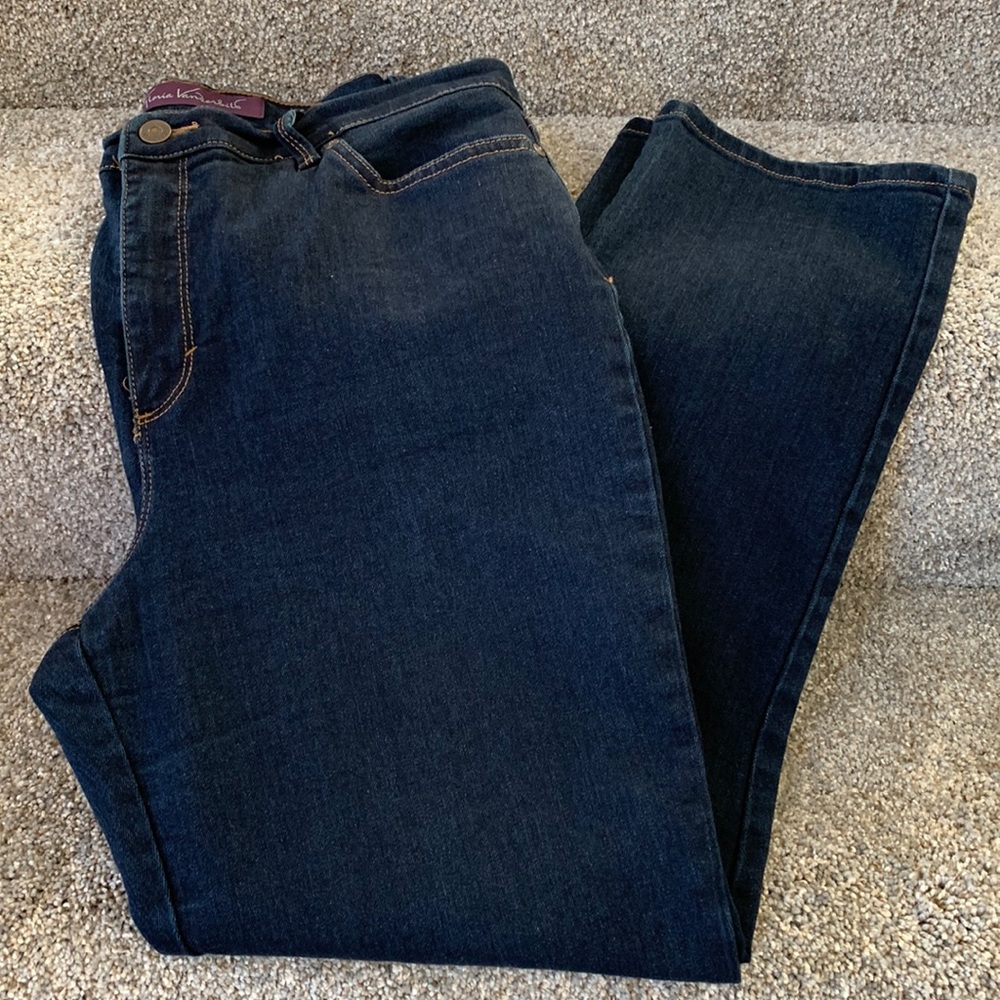 Neatly New GV Dark Wash Stretch Mid Rise Straight Leg Jeans Size 14S.